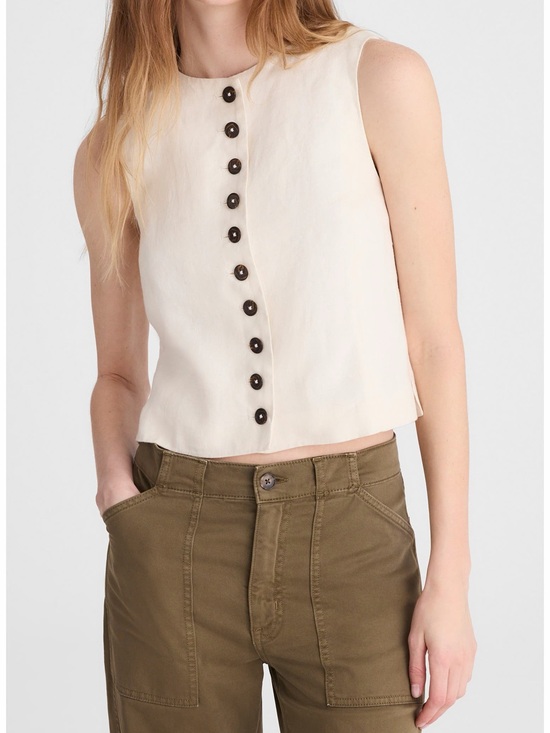 Madewell Tops - Madewell Button-Front 100% Linen Shell Top Ivory Size 4 NWT